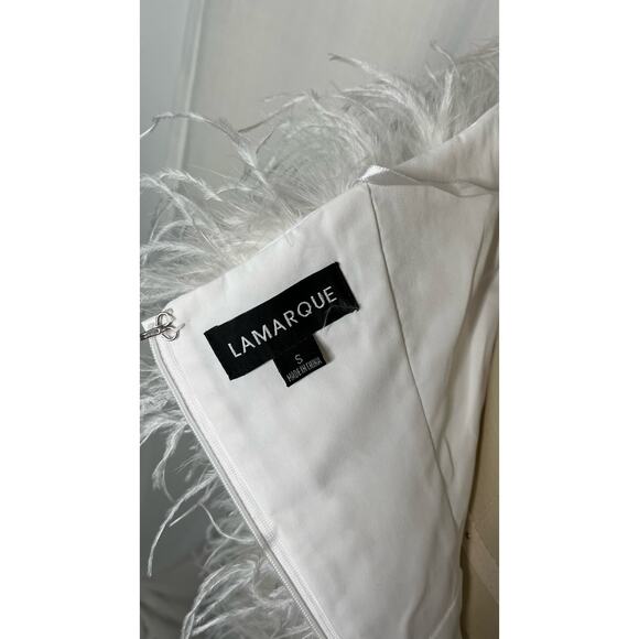 Lamarque Triana White Feather Dress Size Small - Picture 5 of 5